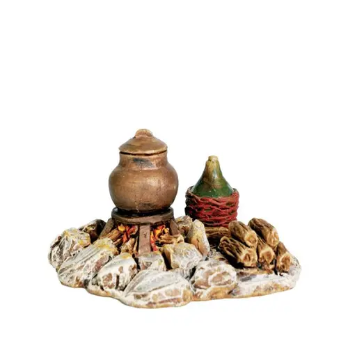 Accessoire de crèche de Noël feu de camp Santons Escoffier - 7 x 6 x 4 cm