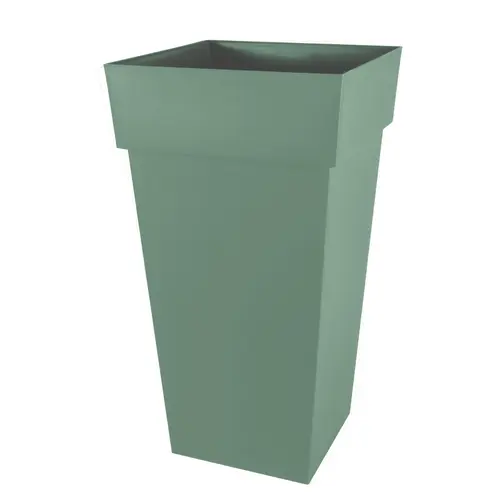 Pot haut carré en polypropylène vert laurier Eda Toscane 98 L - 43,3 x 43,3 x 80,5 cm
