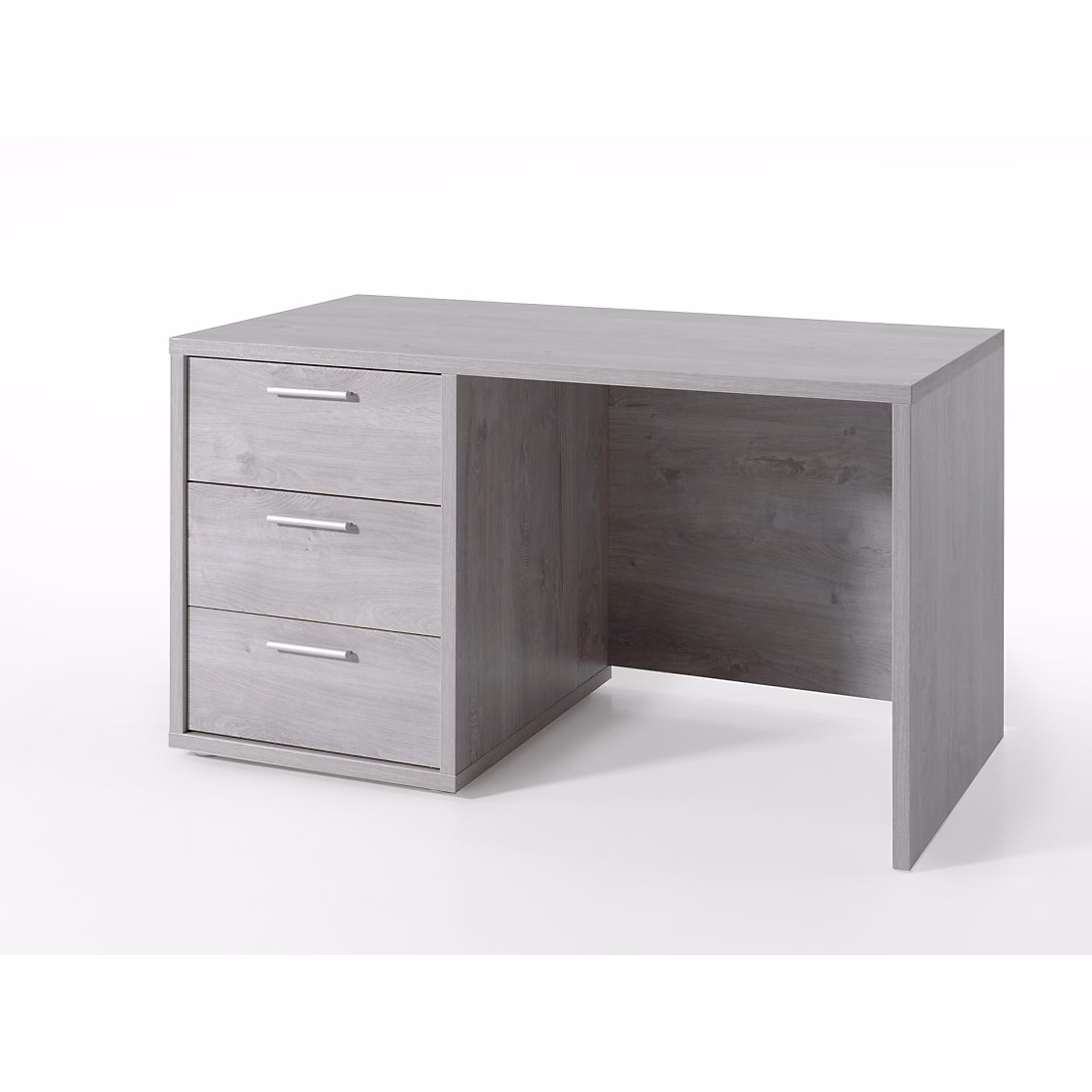 Aménagement bureau – Bureau enfant robuste 3 tiroirs collection MATHEO coloris gris effet bois