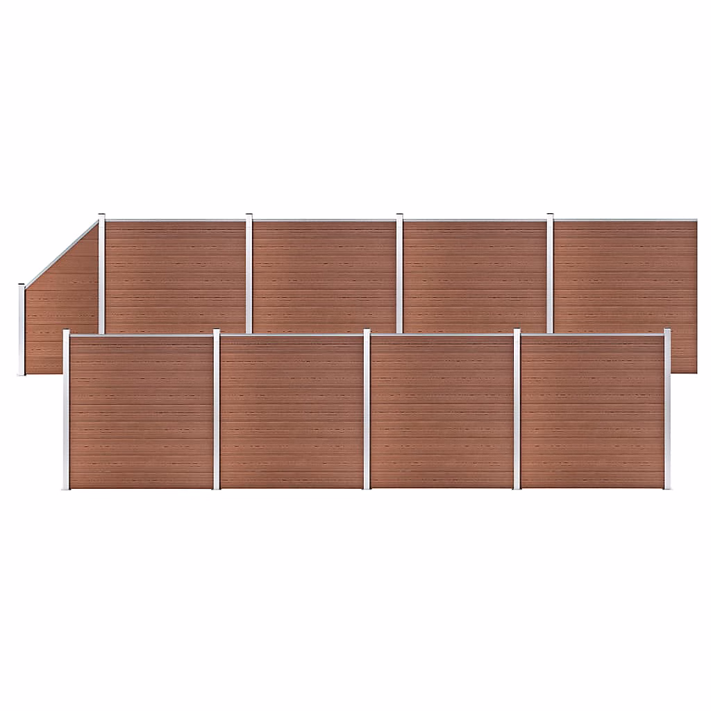 Ensemble de clôture WPC 8 Carré + 1 Incliné 1484 × 186 cm Marron vidaXL