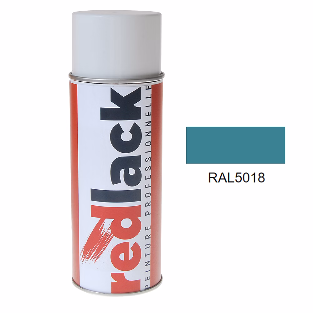 Bombe de peinture Aérosol | spray – 400ml – RAL 5018 Bleu turquoise – Brillant – multisupport – Redlack – RAL5018