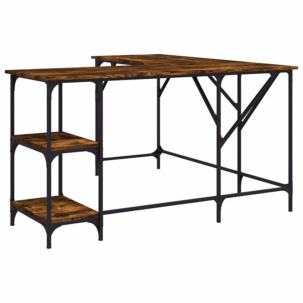 Bureau chêne fumé 139 × 139 × 75 cm bois d'ingénierie vidaXL