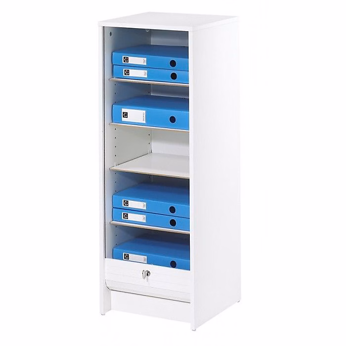 Classeur à Rideau Blanc 5 Niches Serrure 37 – 8 x 103 | 8 x 38 | 4 cm | Blanc | L 37.8 x l 38.4 x H 103.8 cm