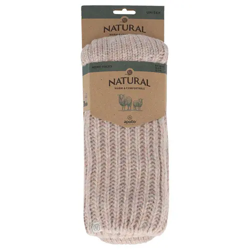 Chaussettes d'intérieur côtelées en laine coloris rose Apollo - 39/42