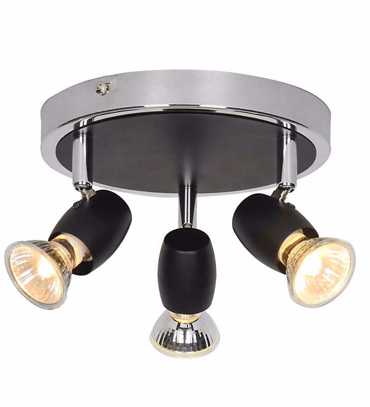 Eclairage plafond Alliage 3 ampoules métal noir chromé compatible LED – Réf. ECGNNWPYN8881390165