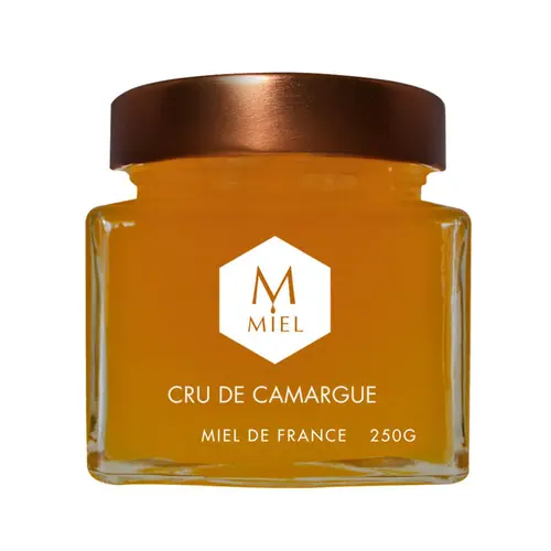 Miel cru de Camargue dans un pot en verre Hexagone - 250 g