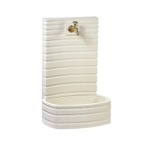 Fontaine murale à dosseret en pierre reconstituée ton blanc Hairie Grandon - 91 cm
