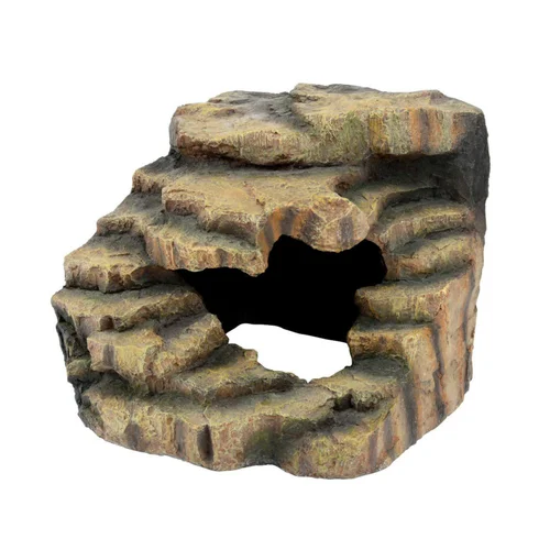 Décor pour terrarium en synthétique coloris beige Aquavie Caverne Roche Cubic - 20 x 20 x 16 cm