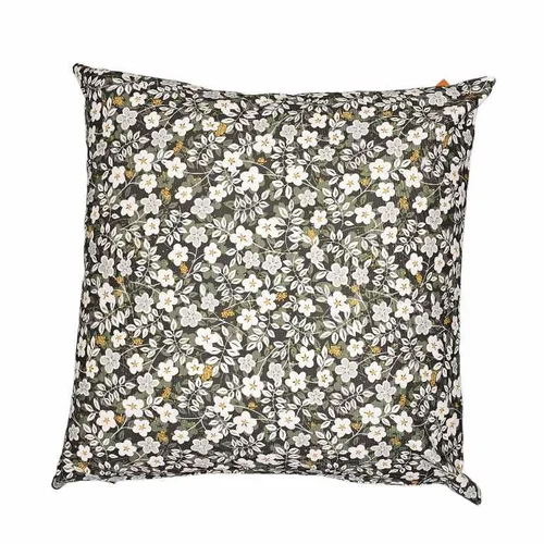 Coussin décoratif carré Perceneige coloris vert en coton - 45 x 45 cm