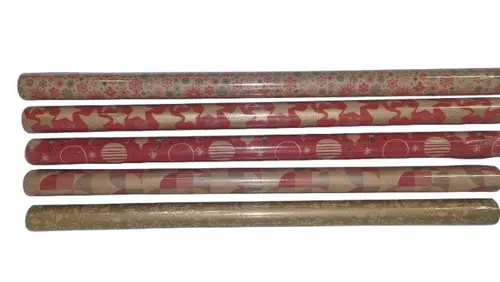 Papier cadeau multicolore kraft lisse en rouleau - 70 cm x 2 m