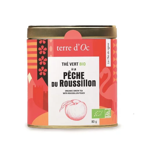 Thé vert bio pêche du roussillon Terre d'OC - 80 g