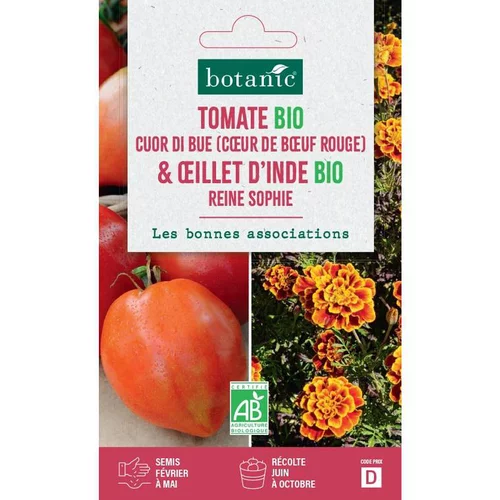 Mélange de graines de tomate cuor di bue bio et de œillet d'inde botanic® - graines à semer