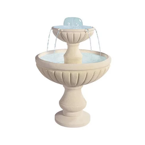 Fontaine décorative à deux vasques ton blanc avec pompe Hairie Grandon - Ø 76 x H 98 cm