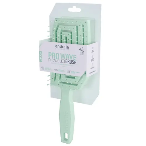 Brosse démêlante verte pour les cheveux Pro wave pocket Andreia
