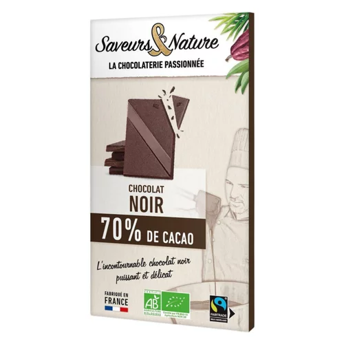 Chocolat noir 70% bio Saveurs et Nature - 80 g