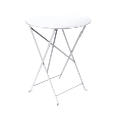 Table ronde pliante Bistro Fermob en acier coloris blanc coton Ø 60 cm