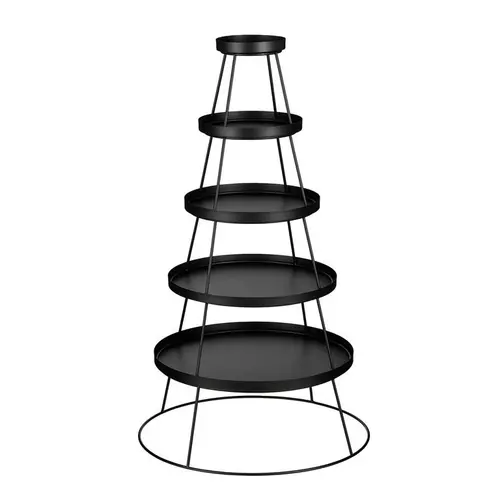 Tour de présentation en métal noir à 5 plateaux - Ø 60 x H 121 cm