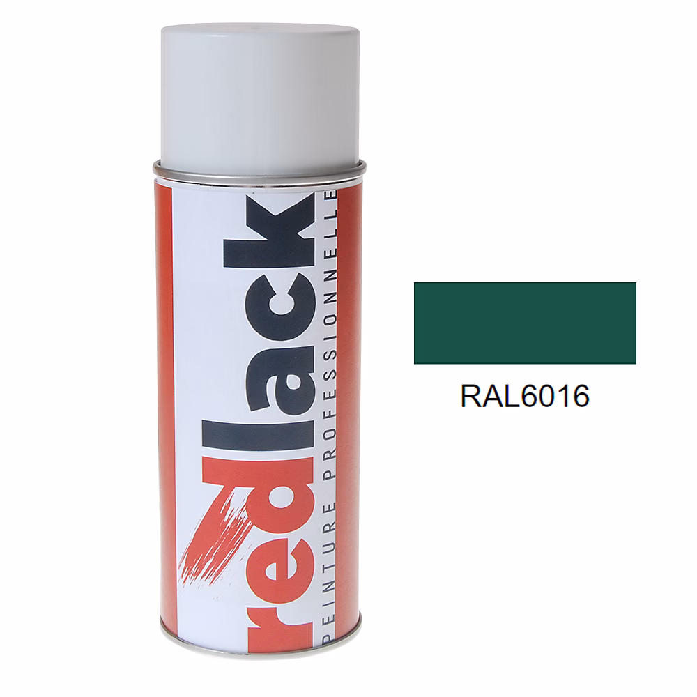 Bombe de peinture Aérosol – spray, 400ml, RAL 6016 Vert turquoise, Mat, multisupport, Redlack, RAL6016