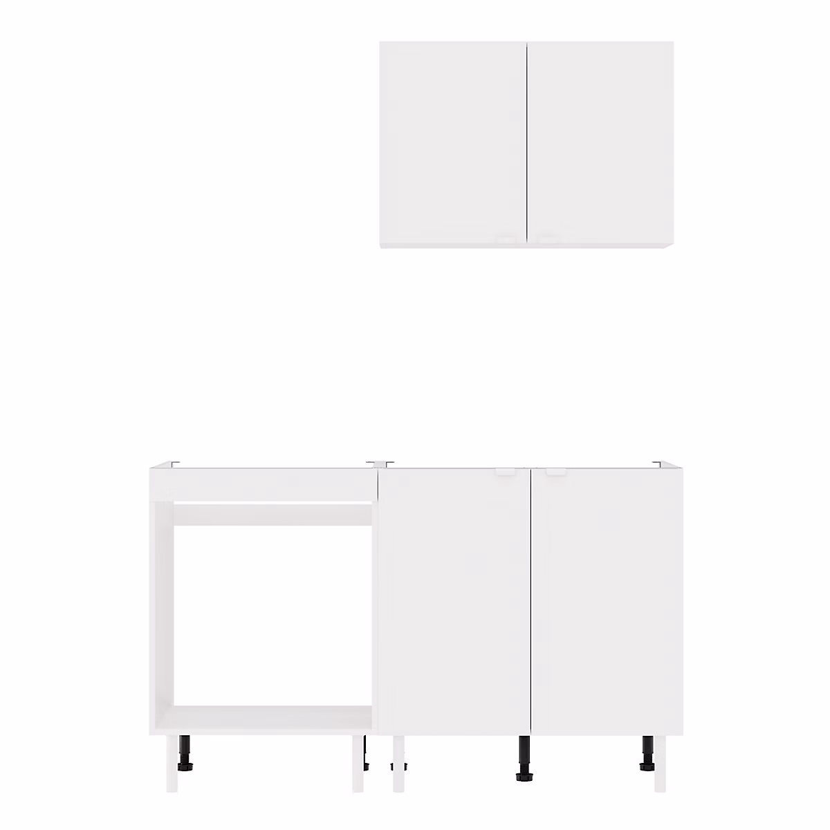 Cuisine complète Izee blanc 1 meuble haut + 2 bas 4 portes sans électroménager 140 cm | Cuisine