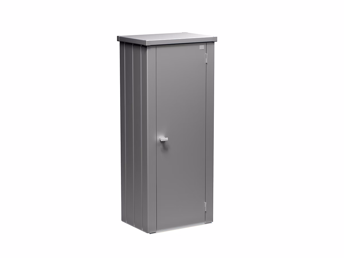 Abri de jardin, garage, carport et rangement extérieur – Armoire de balcon haute Julia gris quartz taille M Biohort