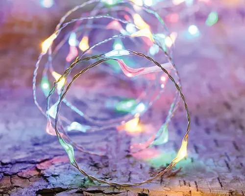Guirlande lumineuse à 80 micro LED multicolore animée sur câble argent - 4 m