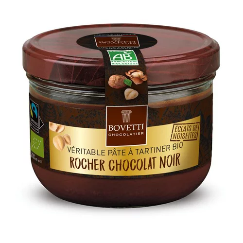 Pâtes à tartiner-noisettes/chocolat noir Rocher Bovetti - 200 g