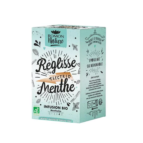 Tisane Réglisse menthe bio Romon Nature - 16 sachets