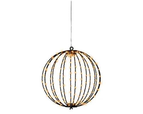 Boule lumineuse noire à 192 micro-LED blanc orangé pour extérieur - Ø 28 cm