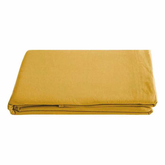 Drap plat Palace pur coton teint lavé | 63 fils/cm² Vent du sud – 240x290 – Palace Curry