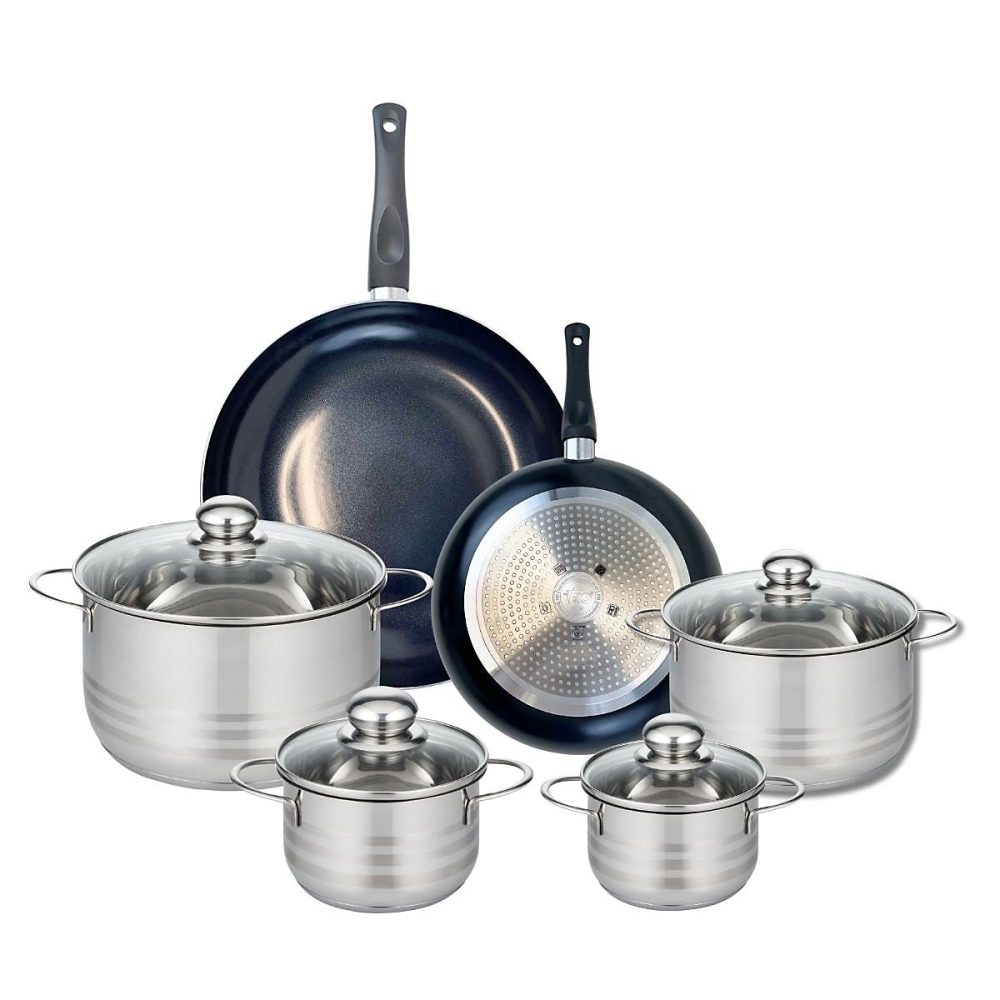 Ensemble de 2 Poêles de cuisson 24 et 32 cm et 4 faitouts 14 – 16, 20 et 24 cm Elo Prima Brillant