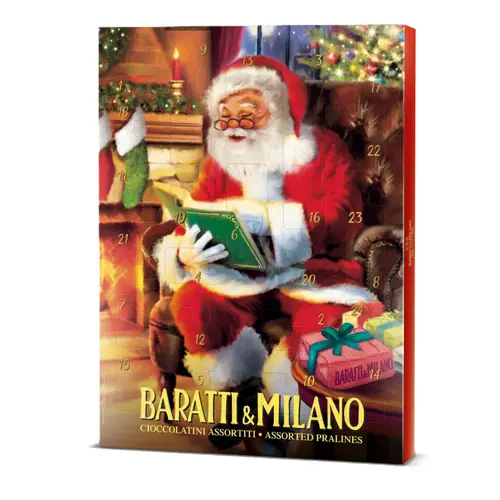 Calendrier de l'Avent en chocolat design vintage Baratti & Milano - 38 x 28 cm