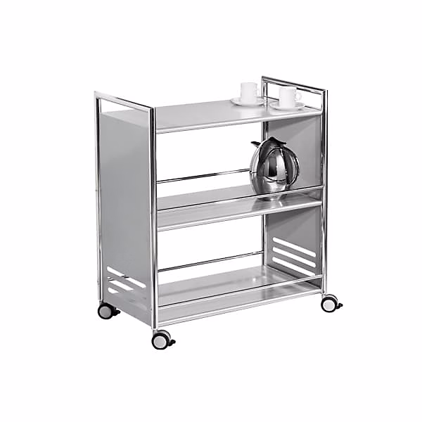 chariot de service restauration collective en acier 3 plateaux – Argent