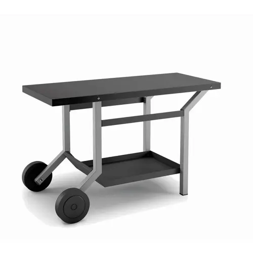 Table roulante en acier noir et gris mat