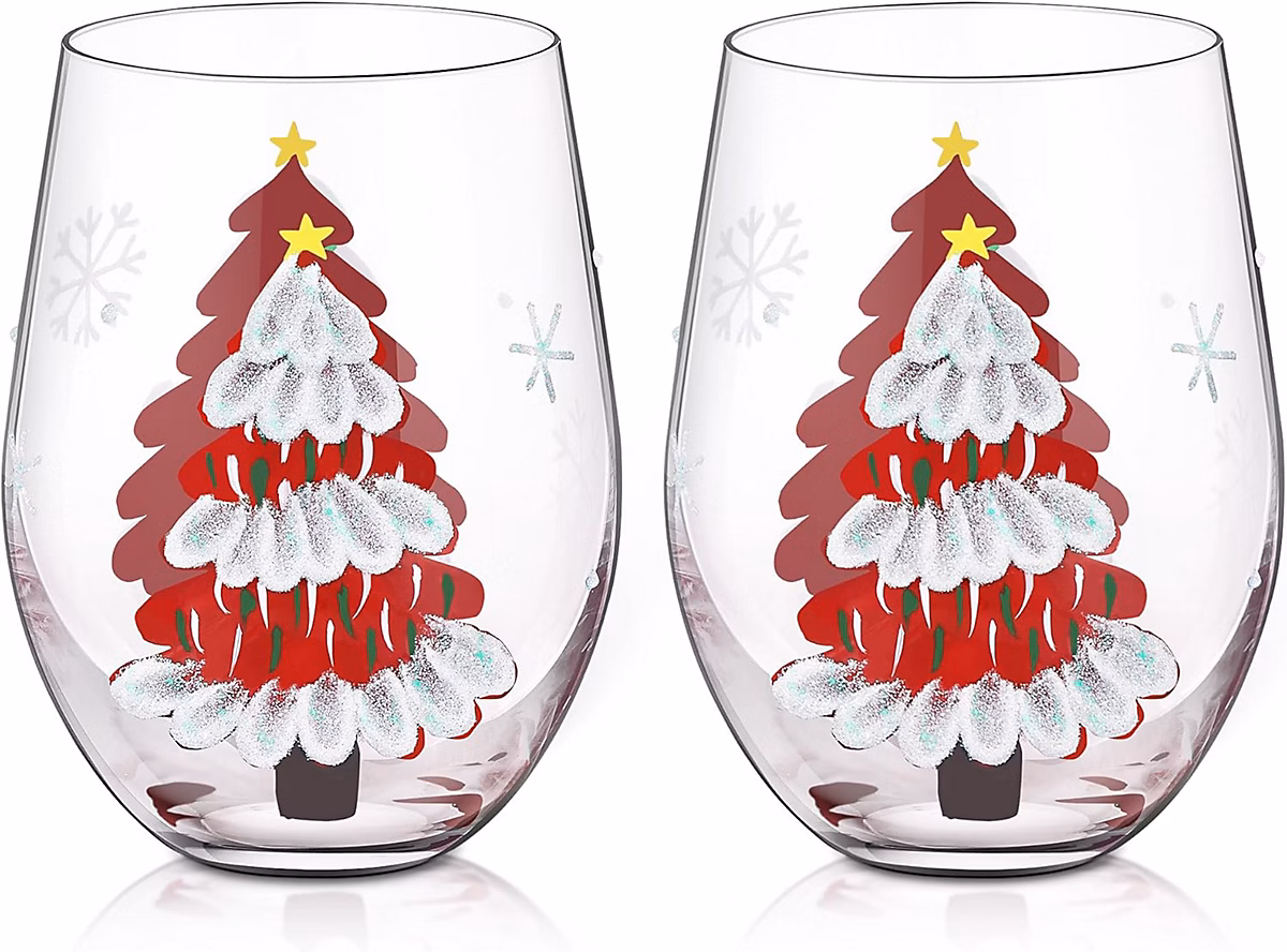 2 Verres à Vin Sans Pied Peints à la Main 560 ml | Verre