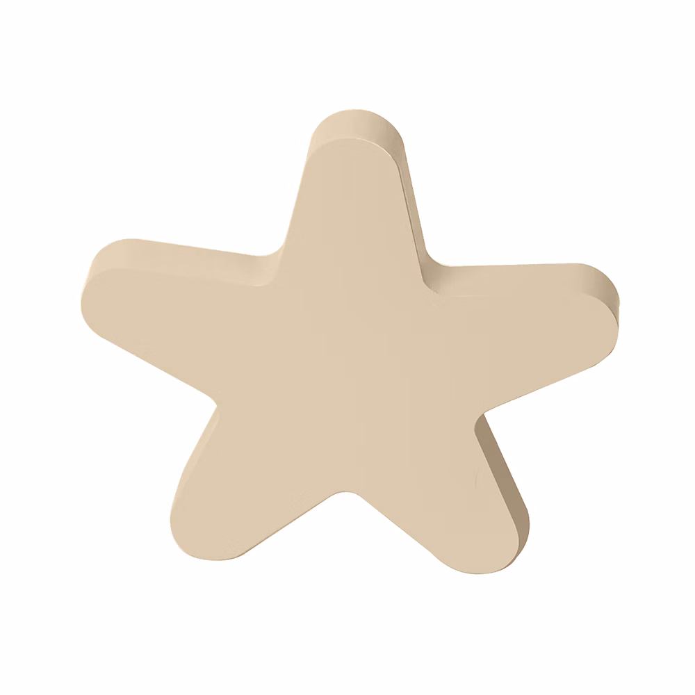 Bouton de meuble bois étoile diamètre 67 mm en bois laqué sable piéces – lot de 12