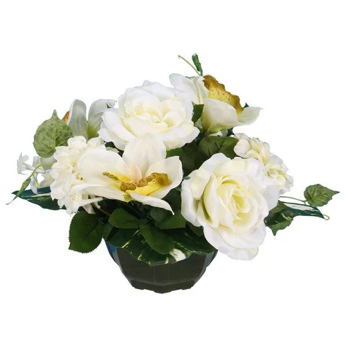 Coupe de fleurs artificielles rose orchidée zinnia