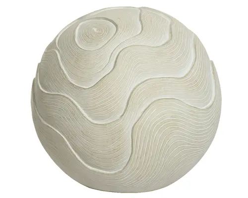 Statue cylindrique en fibre argile coloris blanc cassé Decoris - 51 x 51 x 47,5 cm