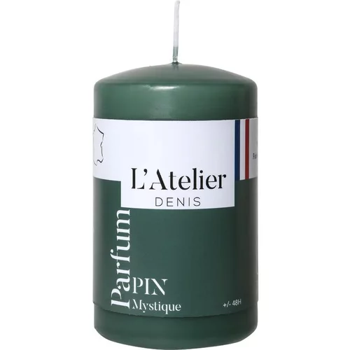 Bougie cylindrique taille S vert parfum sapin L’Atelier de Denis - Ø 6,8 x H 11 cm