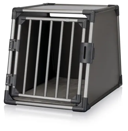 Box de transport pour chien en aluminium coloris gris graphite Trixie - 61 x 65 x 86 cm