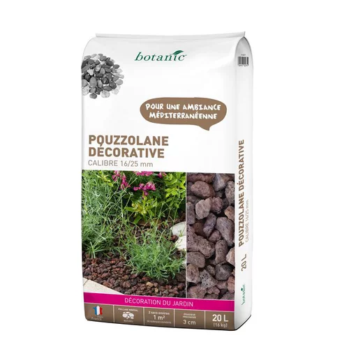 Pouzzolane rouge pour jardin de calibre 16 à 25 mm en sac de 20 L