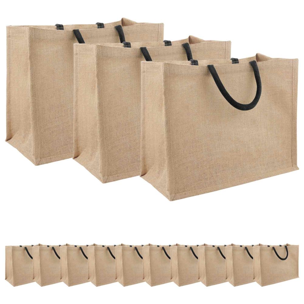 vidaXL Sacs en jute 50 Naturel et noir 42 x 33 x 19 cm – Solutions extérieures