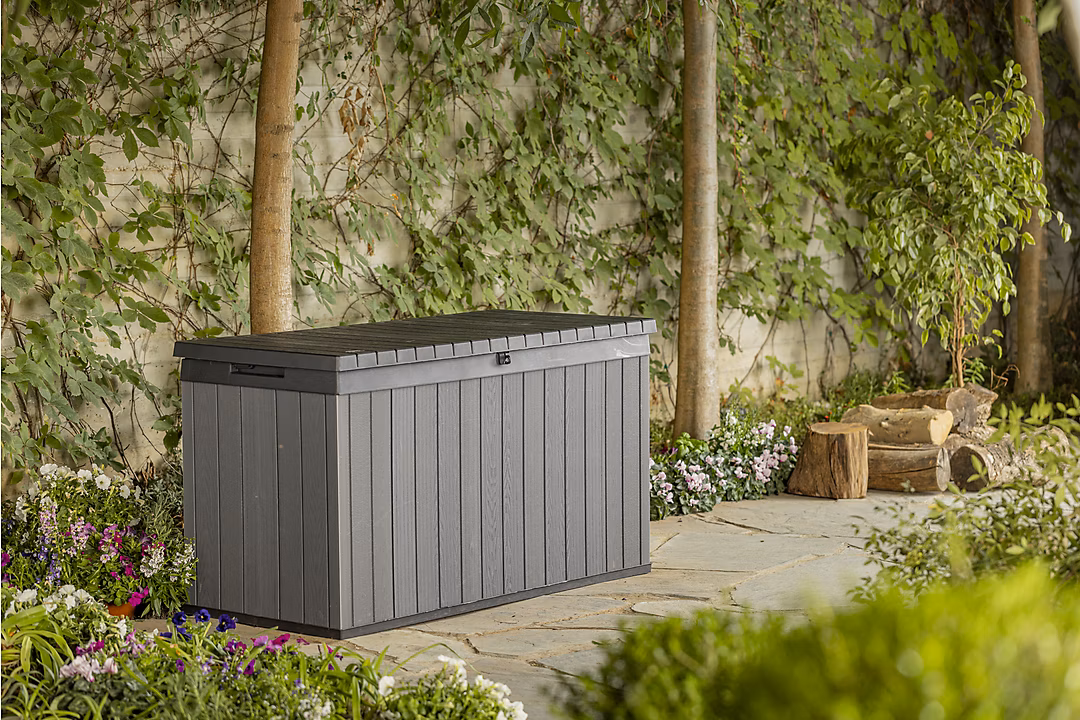 Coffre de jardin résine 511 L | l.142 – 5 x H.71 – 2 x P.65 – 3 cm – gris anthracite – Keter Darwin