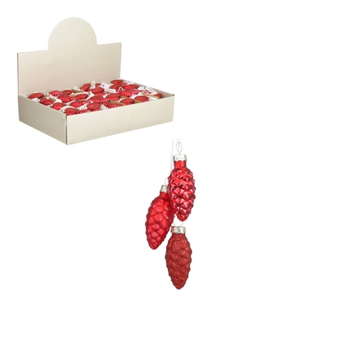 Suspension décorative pomme de pin coloris rouge - 6 cm