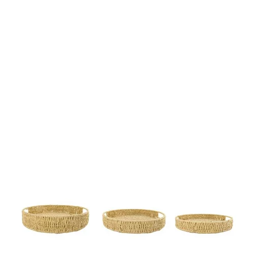 Plateau rond coloris marron en corde et papier - 38 x 38 x 6 cm