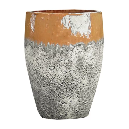 Jarre en grès émaillé gris/jaune miel Decolines Leon - Ø 33 x H 44 cm