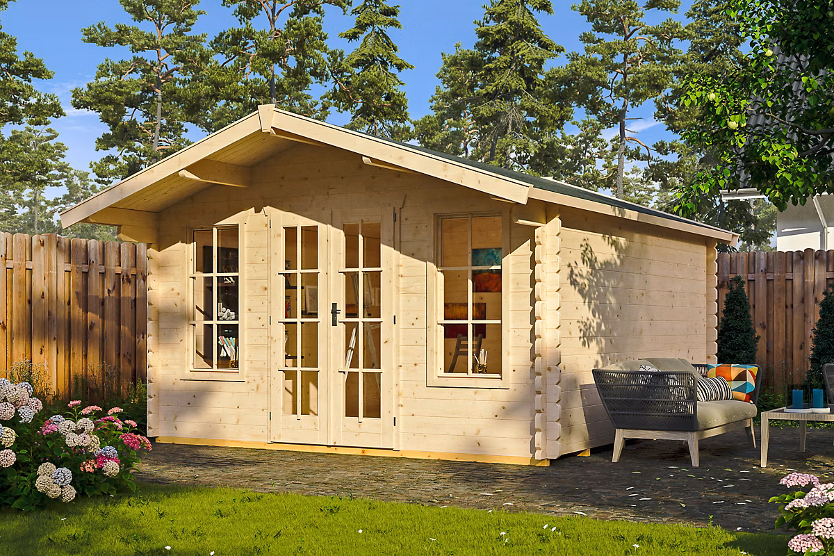 Abri de jardin SKAN HOLZ Trondheim 380 × 300cm – 45mm, non traité