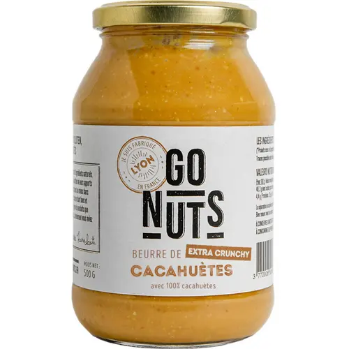 Beurre de cacahuètes extra-crunchy Go nuts - 500 g