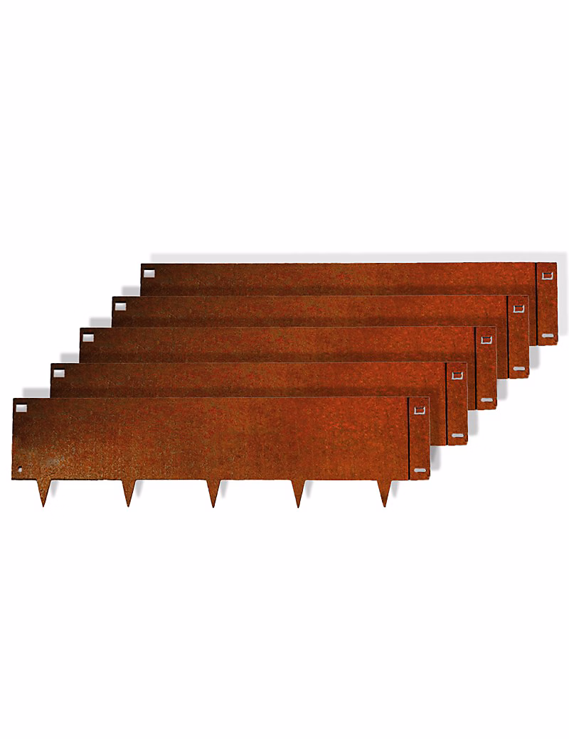 5pcs Bordure de Jardin Métal Acier Corten Brut 100x26 – 5cm épaisseur 1, 5mm, madecoupesurmesure