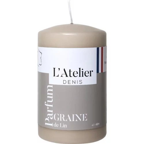 Bougie cylindrique taille S beige parfum lin L’Atelier de Denis - Ø 6,8 x H 11 cm