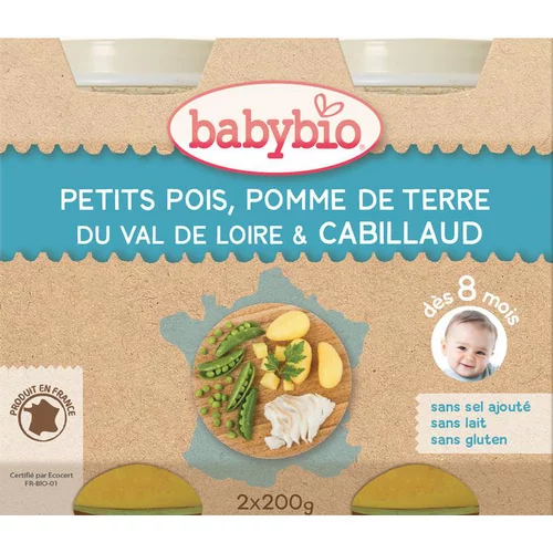 Menu du jour légumes bios et cabillaud sauvage Babybio 2 x 200 g